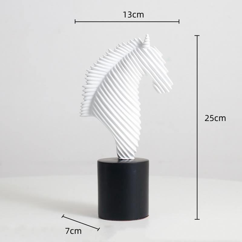 Abstract Striped Horse Head Horse Sculpture Abstract Striped Geometric Statue Arched Arc Decorative Figurines Home Decoration
