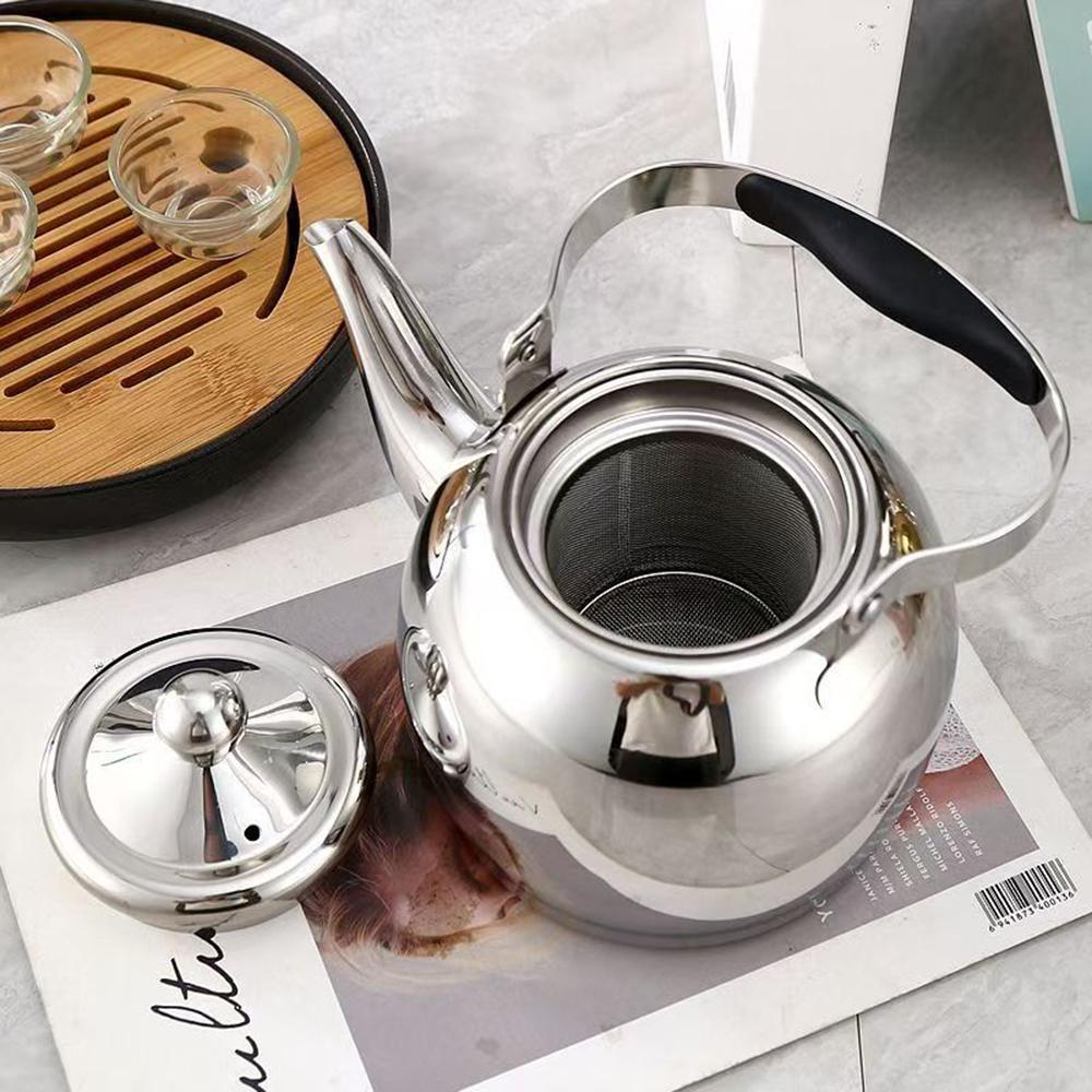 Bollitore da tè in acciaio inossidabile spesso, Bollitore ad alta capacità, Bollitore da tè per ristorante, Teiera a fiore per hotel, 1,5/2,0 L