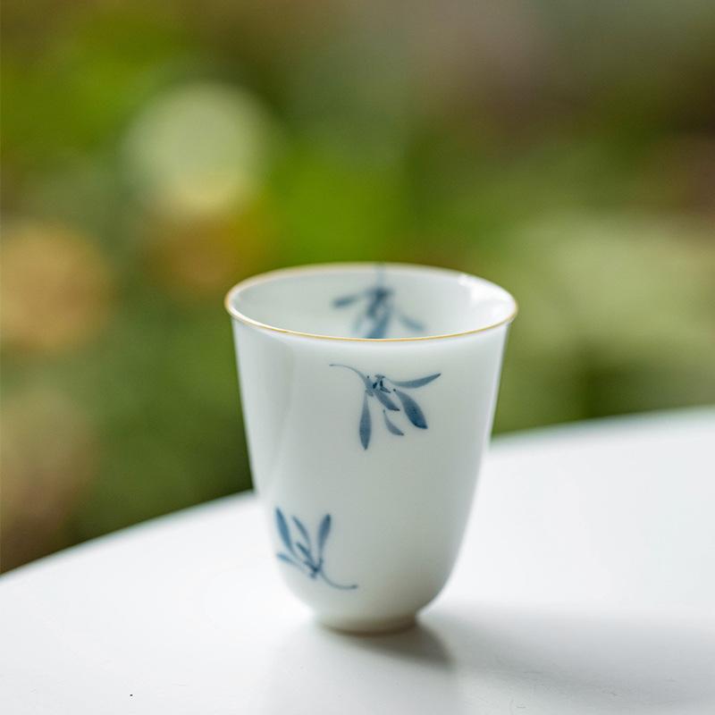 Pure hand-painted Phalaenopsis Ercai cover bowl retro underglaze color household ceramic Kung Fu tea set tea bowl teapot teacup