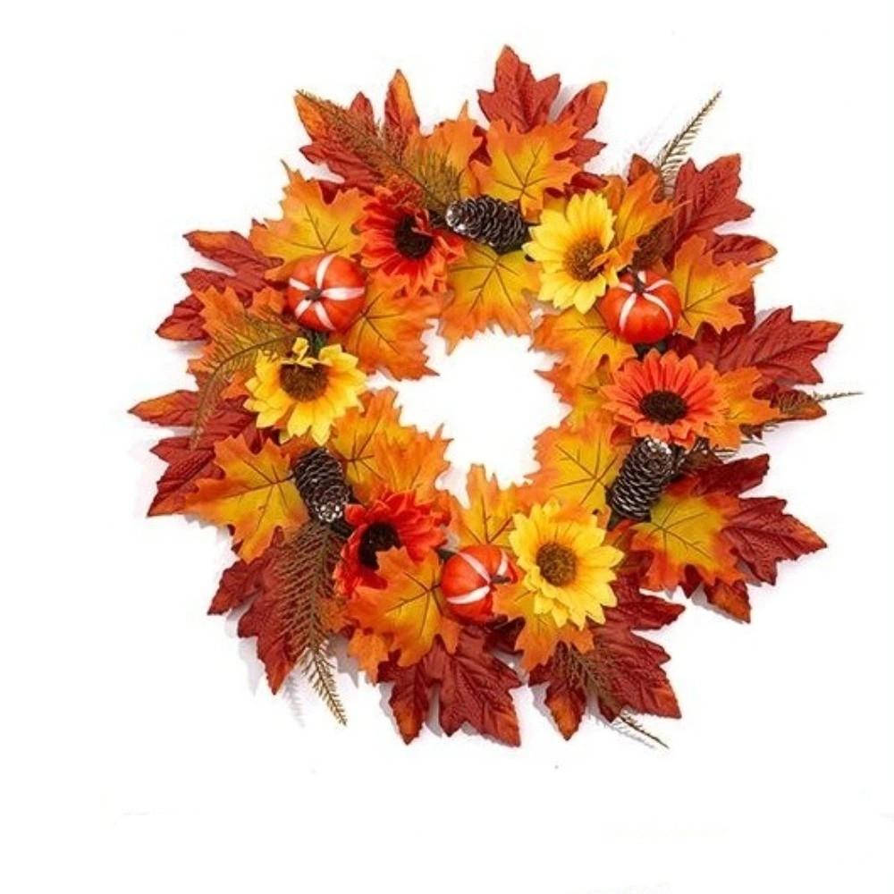 Autumn Maple Leaf Door Wreath Rustic Style Artificial Wreath Fall Wreath Farmhouse Decor