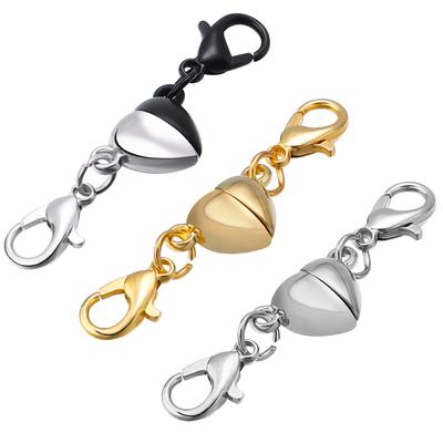 5Sets Alloy Heart-shaped Magnetic Clasps Double Lobster Clasps End Clasp Connectors For DIY Jewelry Making Bracelets Accessories