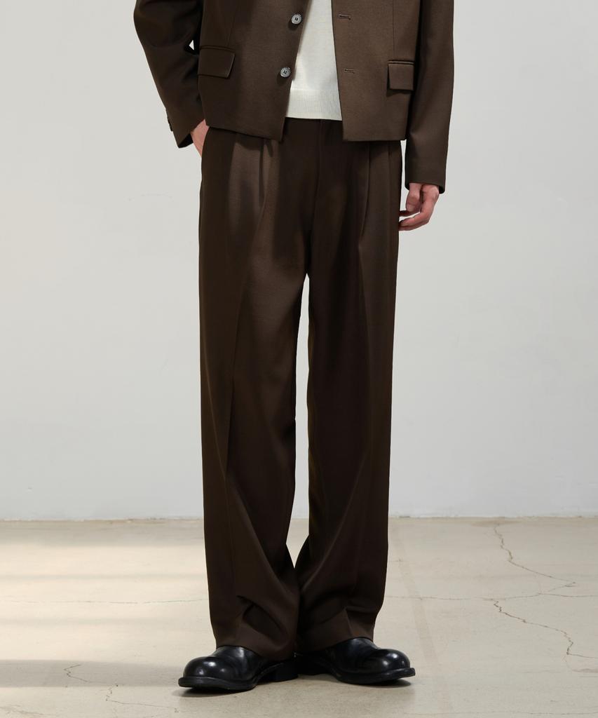 HYOJI Double-Pleat Semi-Wide Slacks (All Seasons, Summer - 8 Colors) (Type A)