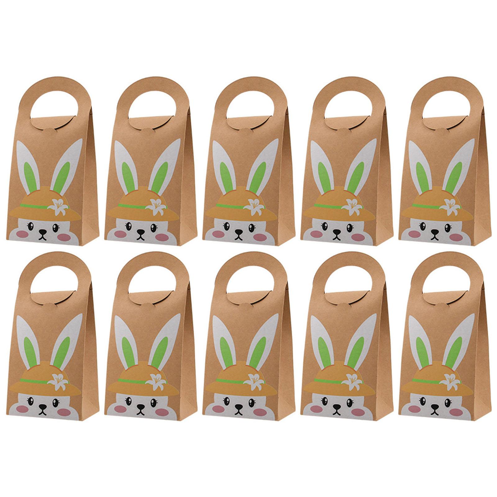 

Pack of 10 Easters Sturdy Paper Gifts Bags with Rabbit Designs Portable for Party Supplies and Holiday Decorations 4
