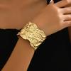 Vintage Metall Unregelmäßig Verknitterte Offene Armreifen Für Damen Herren Punk Hip Hop Goldfarbe Breit Textur Manschettenarmbänder Schmuck