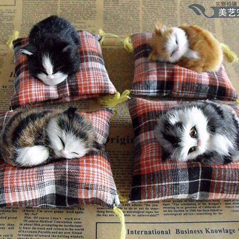 Mini Lovely Simulation Kittens Cats Plush Toy Sleeping Cats Toy Kids Appease Doll Birthday Gift Doll Christmas Gifts