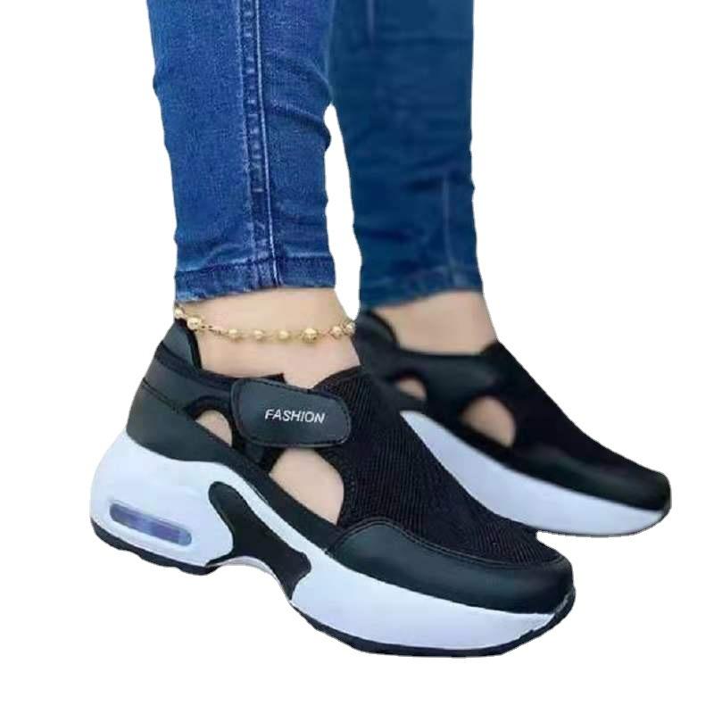 Xia Large Size Hollow Flat Bottom Platform Sports Shoes Casual Women'S Single Shoes