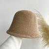 Retro warm knitted wool hat foldable small face big head circumference basin hat bucket hat autumn and winter ear protection hat