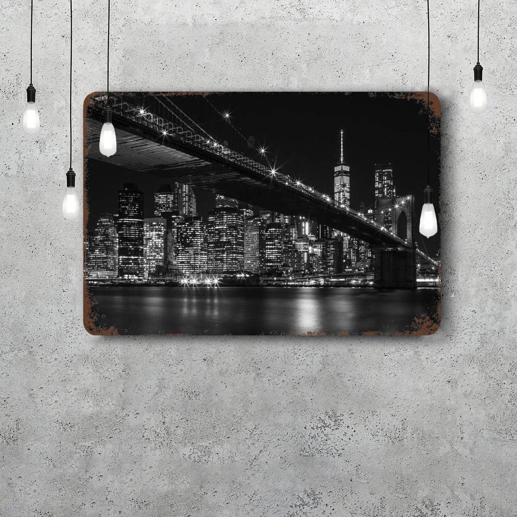 nyc skyline Vintage Metal Tin Signs Posters Decor Retro Metal Plaque Wall Art Decor for Garage Bar