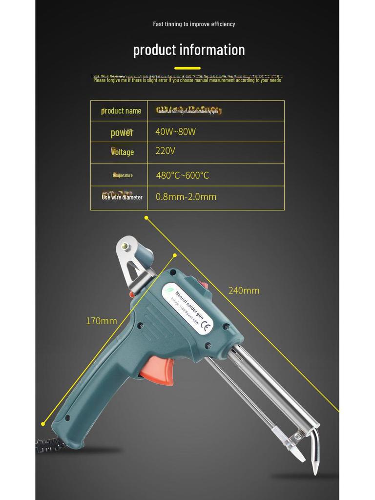 Elektrische 60-W-Lötpistole für Reparaturen, Punktschweißen, Leiterplattenlöten