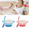 Infant Feeding Bowl Strong Suction Base with Temperature Sensing Spoon Safe for Baby Learning To Eat Independently