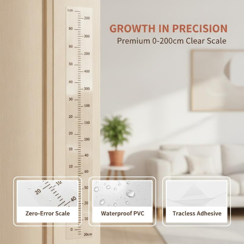 2Meter Transparent Height Sticker Household Waterproof Measuring Ruler Self-Adhesive Children'S Height Measurement Stickers 5Pcs