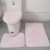Non Dye Tie Slip Mat Fluffy Plush Bathroom Toilet Seat Cover Carpet 3 Piece Set