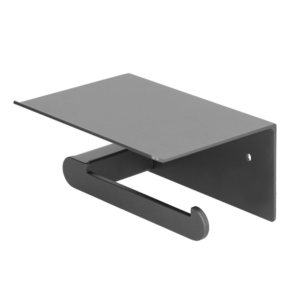 Toilet Paper Holder Stainless Steel Wall Mounted Toilet Paper Roll Holder with Shelf Matte Black