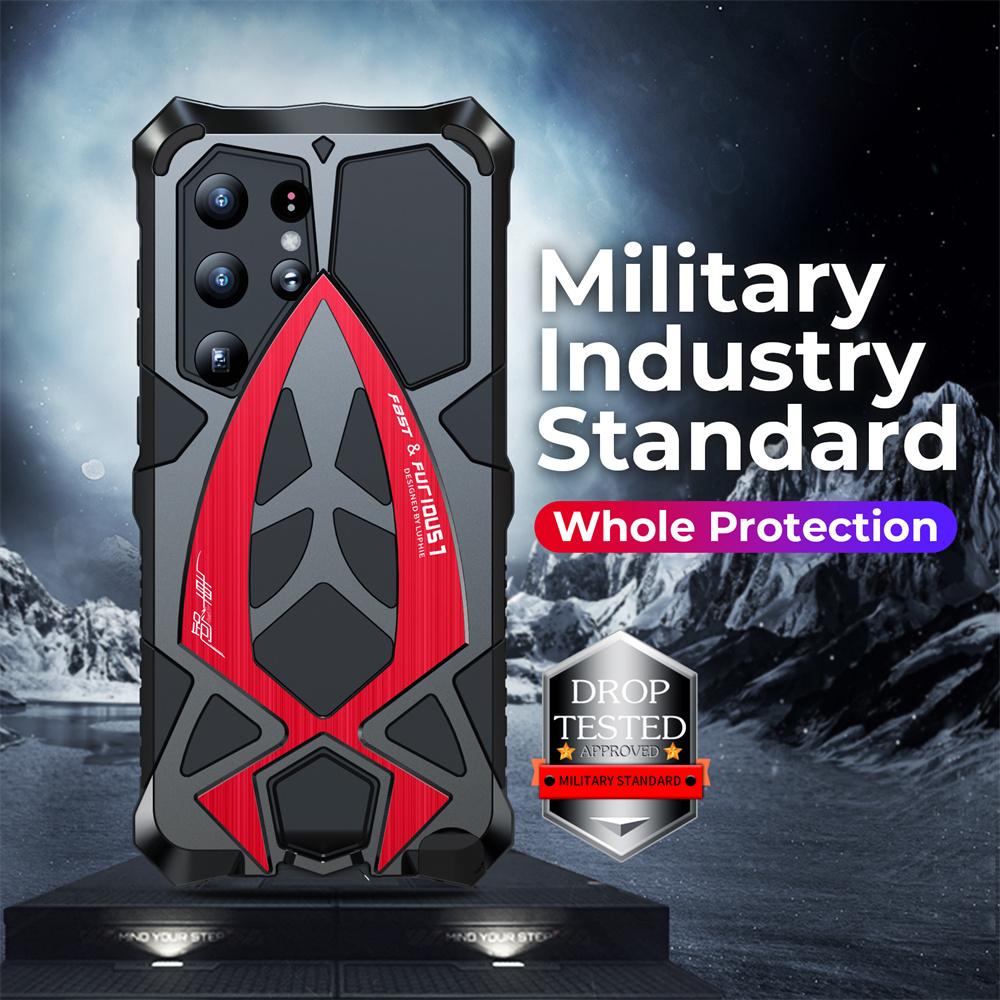 

Защитная пленка для экрана Samsung S24 Ultra Luphie, прочный чехол для телефона, бронированный чехол Galaxy, противоударный металлический чехол, военный бампер For S24 Ultra&and screen protector