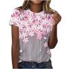 2025 New Summer Temperament Women's Sunrise Printed Women's T-shirt Round Neck Short Sleeve Street Casual Daily Basic Tops