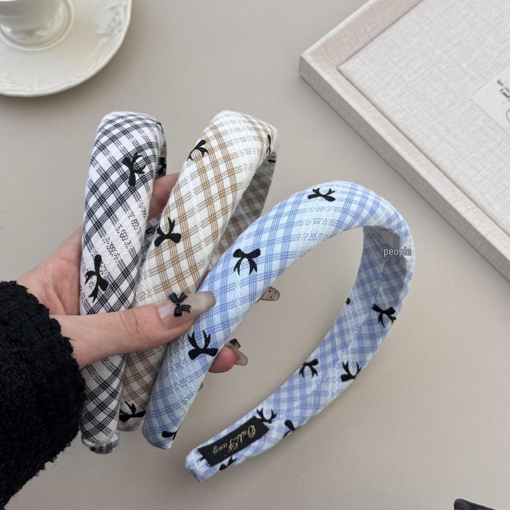 Advanced Plaid Bow Headband for Women - Fashionable Sponge Hair Accessory