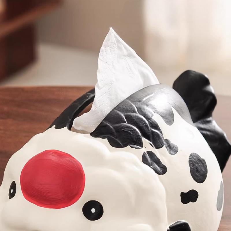Cartoon Goldfish Tissue Box Home Living Room Desktop Storage Fish Ceramic Napkin Holder Toilet Paper Holder Home Decoration