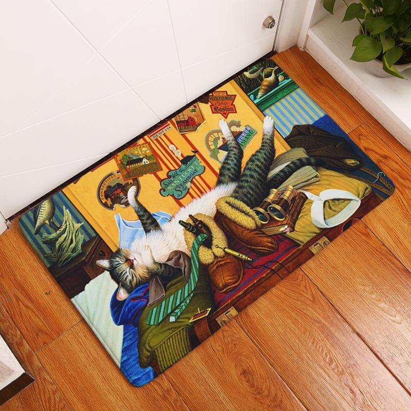 Cute Cat Rug Welcome Entry Mat Can Be Used for Bedrooms Kitchens Pets Dirt Resistant Durable Rugs Home Decoration Carpet Gift
