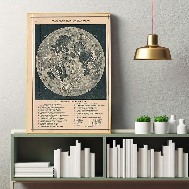 Vintage Full Moon Map Reproduction Wall Art Print Poster Lunar Astronomy Moon Chart Canvas Painting Picture Home Wall Art Decor