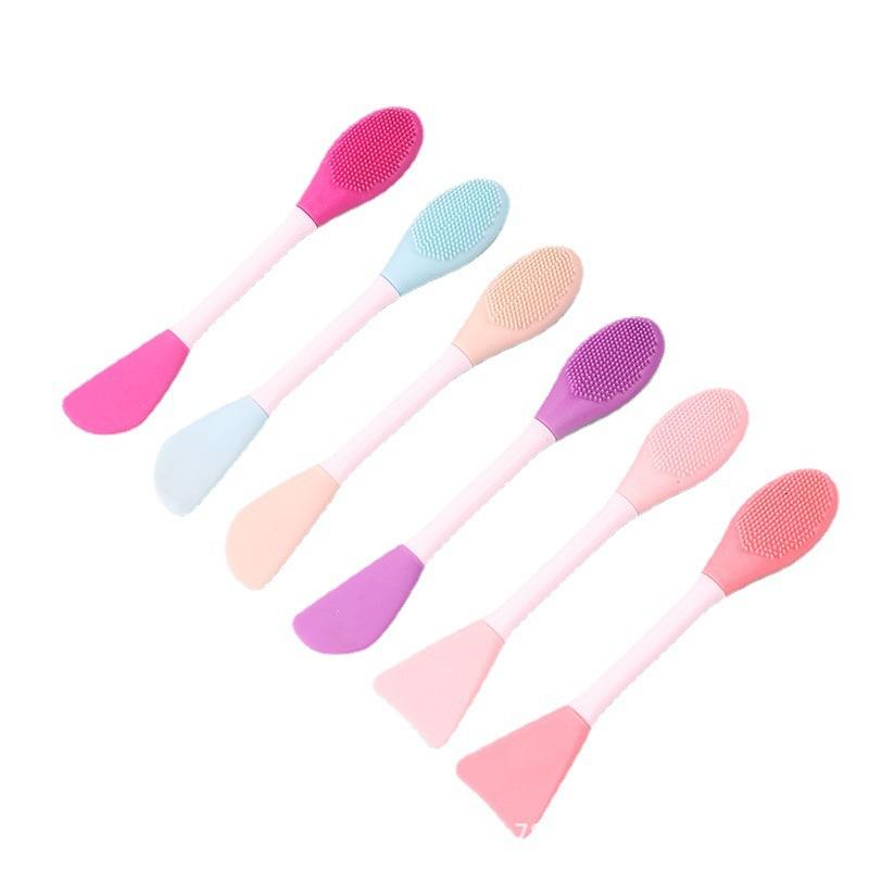 Double-Head Silicone Mud Mask Brush Massage Face Washing Makeup Brush DIY Beauty Salon Soft Mask Facial Mask Brush Cleansing Brush