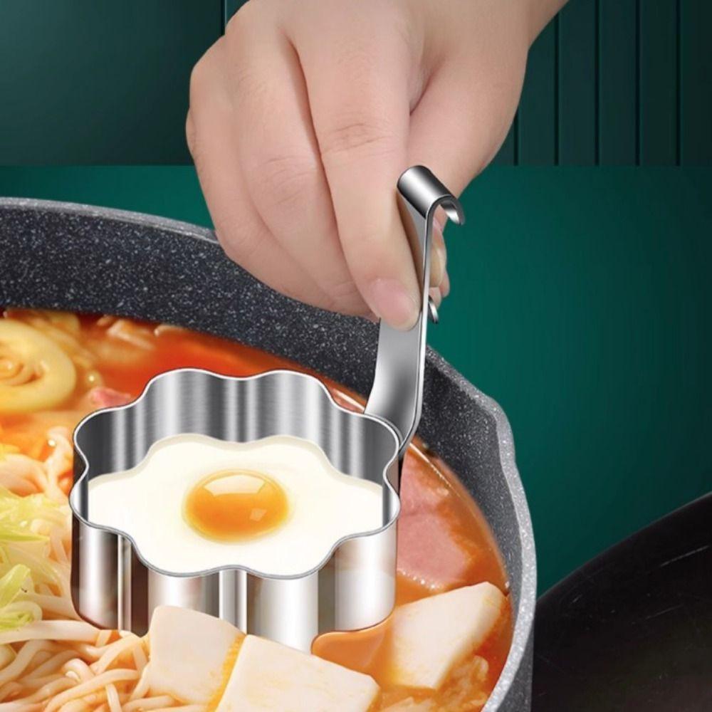 2pcs Stainless Steel Egg Poacher with Hook Poached Egg Mold Kitchen Gadgets Boiled Egg Mold  Hotpot