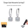 S925 Sterling Silver Square Sugar Moissanite Earrings - D Color Ear Studs