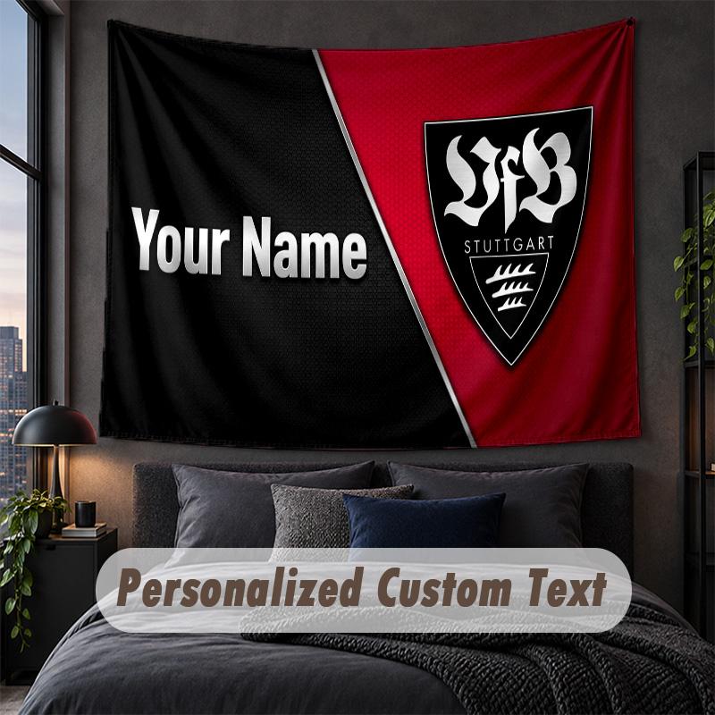 Custom Name Text Tapestry,VfB Stuttgart FC Decorative Wall Hanging, Background Tapestry For Home Bedroom