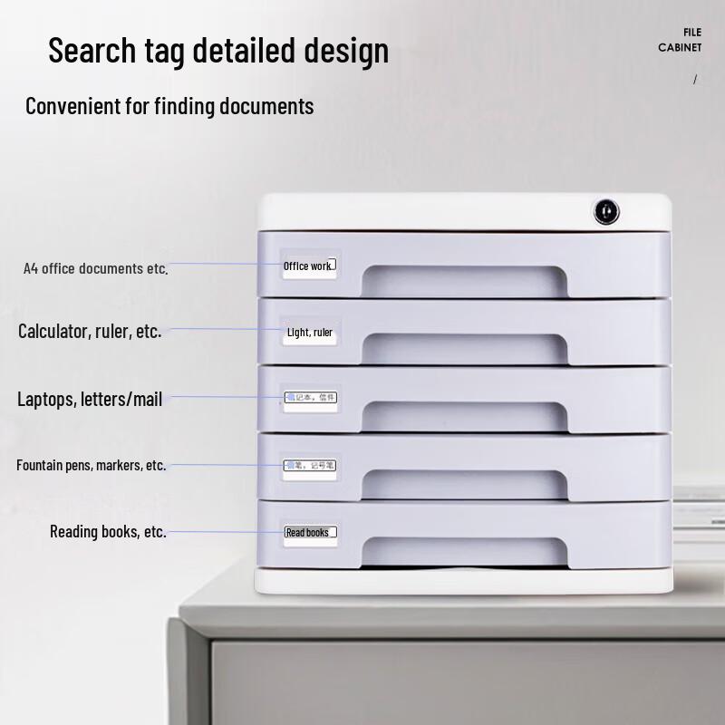 Deli 5-Layer Lockable Desktop File Cabinet