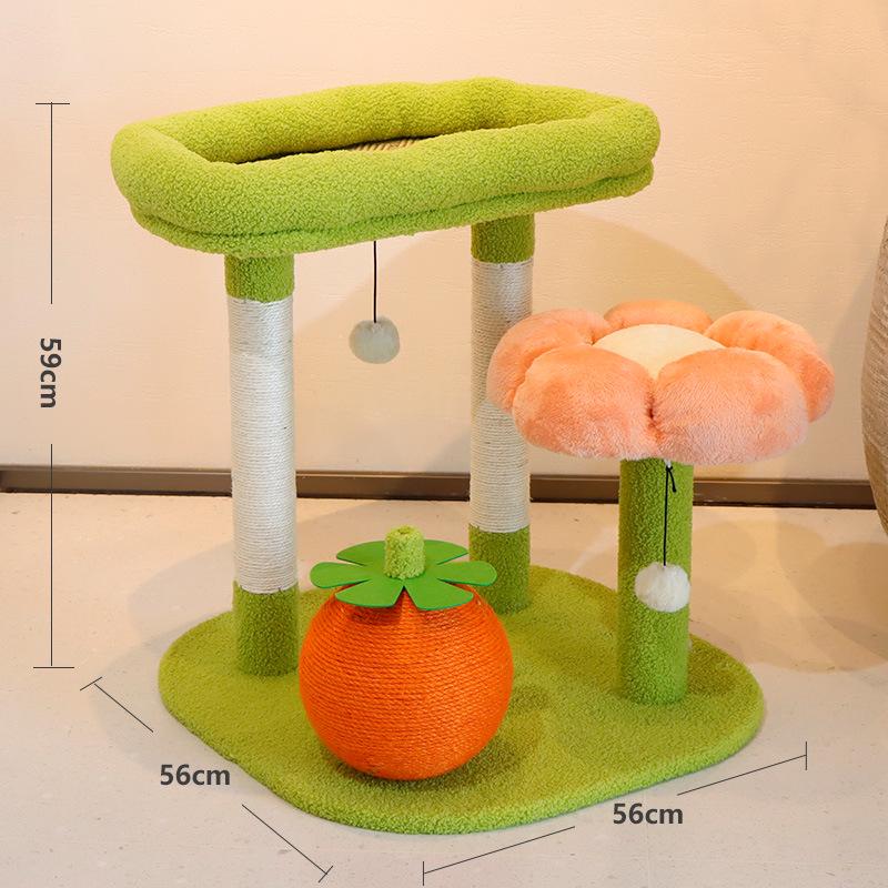 Compact Cross-Border Cat Climbing Frame: Large Cat Tree with Integrated Cat Nest, Space-Saving Design, Foreign Style