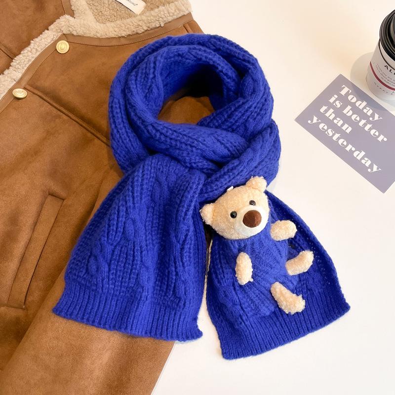 New bear purple scarf women's winter fashion thickened warm knitted scarf student shawl