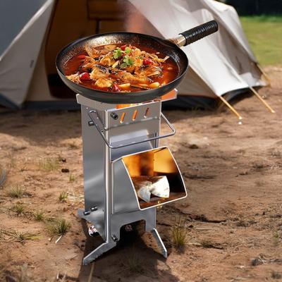 Aragaz Rachetă de Camping cu Ardere Lemn Outdoor Backpacking Urgență Supraviețuire Drumeție Călătorie Picnic BBQ Oțel Inoxidabil Portabil Aragaz Ardere Lemn