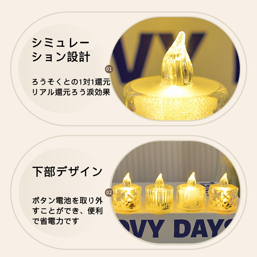 12 LED Candle Lights, Translucent, Christmas Decoration, Soothing Light, Flashing, Warm Color, Fragrance-Free, Flameless, Night Light, Sleep Aid,