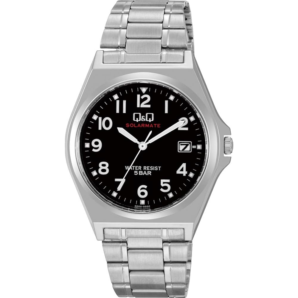 [Citizen Q&Q] Watch, Q&Q, 5 atm water resistance, analog, solar-powered, with date, metal band, b...