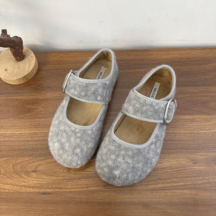 

Soft-soled platform shoes bag head half slippers women s outer wear 2025 autumn retro one-pedal felt Boken half-toe trendy shoes 40 серый