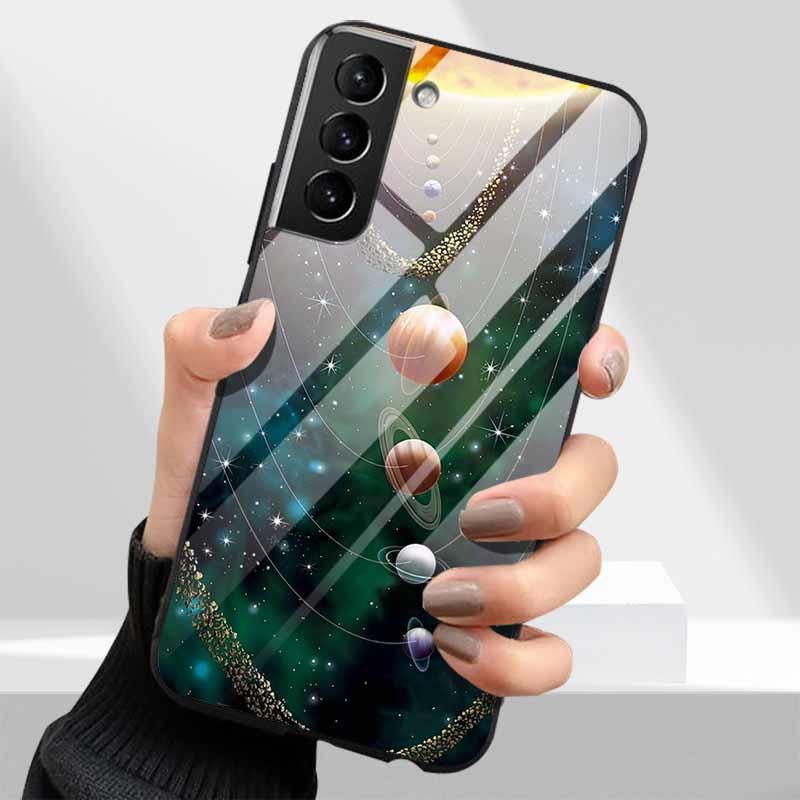 Tempered Glass Phone Cases for Samsung Galaxy S21 FE S20 S22 Plus Ultra 5G S 21 22 23 24 S23 S24 S24FE Cover Hard PC Back Shell