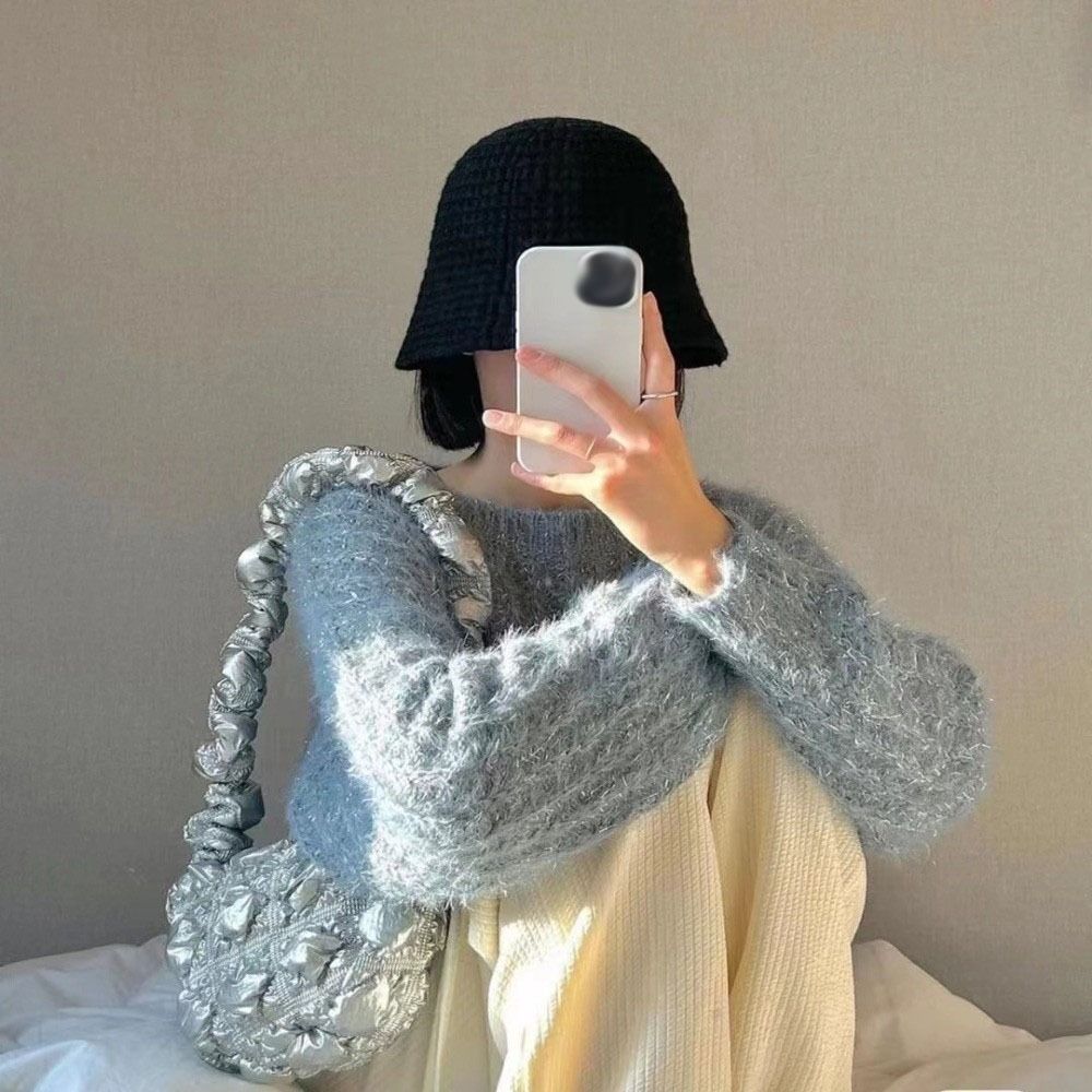 Space Cotton Rhombus Plaid Handbag Korean Style Bubble Cloud Bag Casual Korean Shoulder Bag Lady