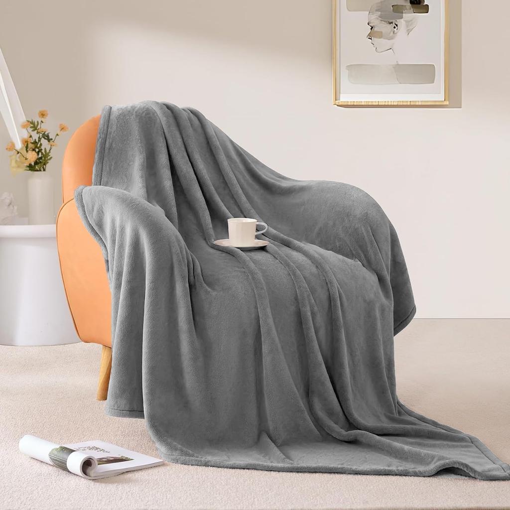 ATOPEN Double Summer Blanket, 2-Pack, Microfiber, Soft and Comfortable, Washable, Anti-Static, Suitable for All Seasons, 200*220cm, Gray