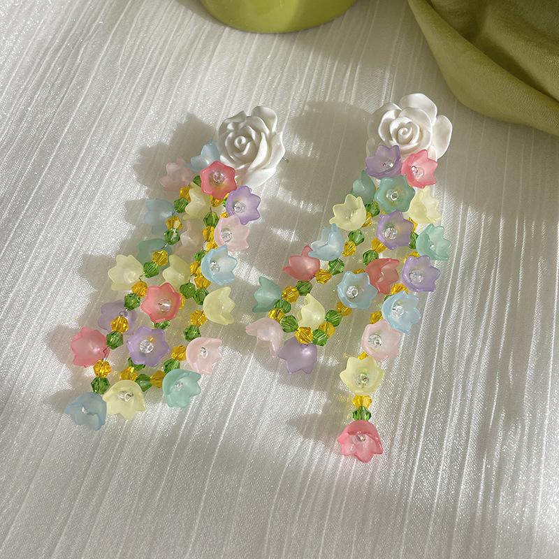 Mori Butterfly Flower Green Earrings Temperament Versatile Stud Earrings Personality Sweet Small Fresh Earrings