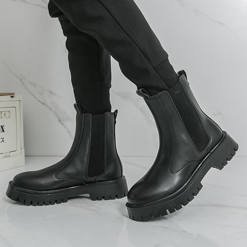 Fashion Winter Fashion Brand Men's Round Toe Breathable Thick Soled High Top Boots Autumn New Men's Comfortable Chelsea Outdoor Boots