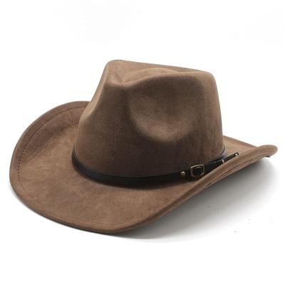 Western Cowboy Hat Brown Jazz Top Hat Men And Women'S Ethnic Style Autumn And Winter Felt Hat Big Eaves Hat