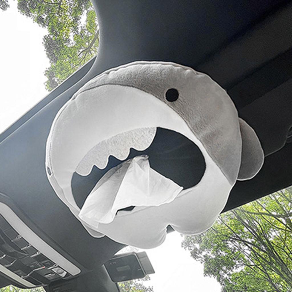 Car Tissue Boxes Creative Cartoon Plush Paper Napkin Case Cute Animals Shark Paper Tissue Box Holder Interior Accessories
