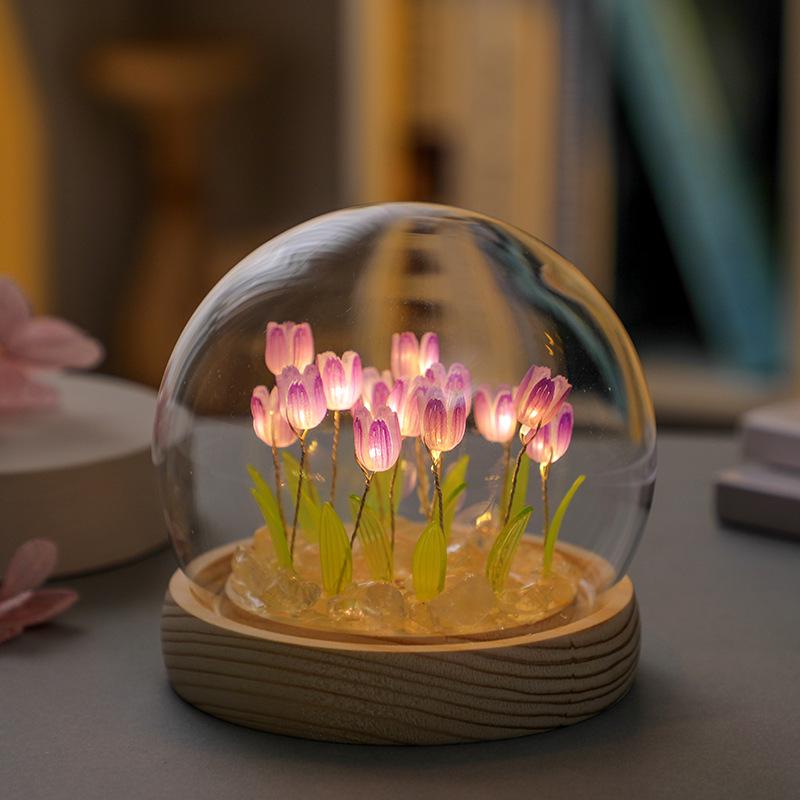 Tulip Handmade DIY Atmosphere Lamp - Desktop Night Light Gift for Girlfriend or Student