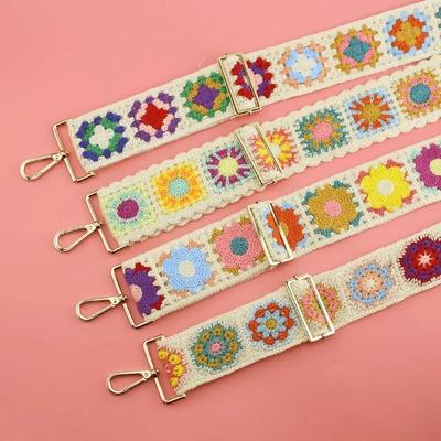 Hand DIY Embroidery Vintage Style Adjustable Shoulder Strap Colorful Crossbody Replacement Strap Handbags Purse Accessory Strap