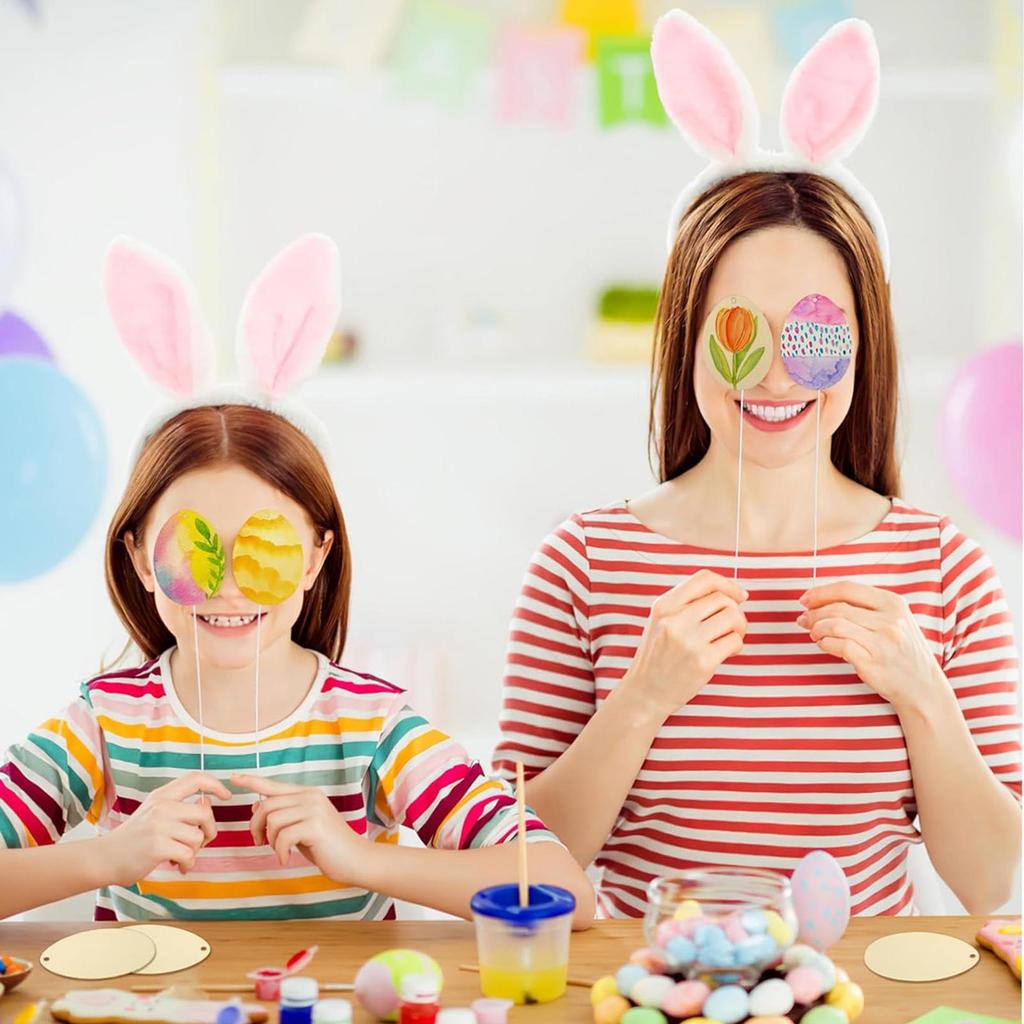 10pcs Easter Unfinished Wood Ornament Hollow Egg Shaped Ornament DIY Wooden Easter Eggs Paintable Decorations for School Party