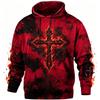 Women's  Red Black Tie‑dye Raven Blood Moon Wing Phase Full Print Hoodie Drawstring Pocket Gothic Halloween Pullover Tops