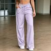 Women's High Waist Straight Leg Casual Pants with Tie Front and Patchwork - Loose Fit Color for Everyday Wear