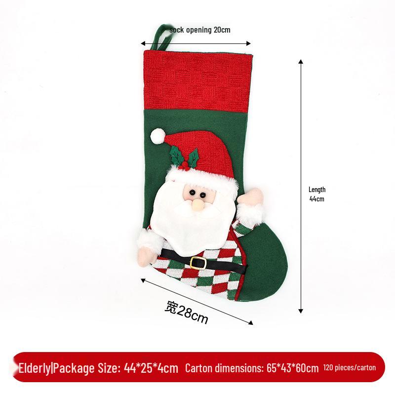 Pink Cartoon Christmas Stockings: Children's Gift Bags with Rooftop Santa Design for Candy & Tree Decorations