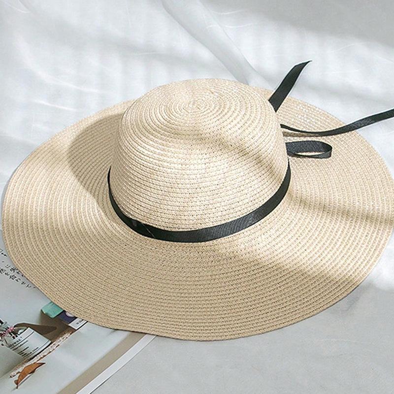 

Шляпа Летняя Женская Защита от Солнца Соломенная Шляпа Лафит Лента Элегантная Солнцезащитная Шляпа Открытый Пляжный Отпуск Adjustable