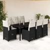 VidaXL Garden Bistro Set 9 Pcs Cushions Black Poly Rattan 3276994
