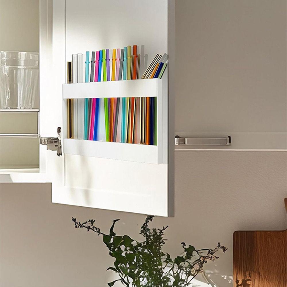 Acrylic Straw Storage Dispenser 5 Grids Kitchen Accessories Container  Spoons Chopsticks